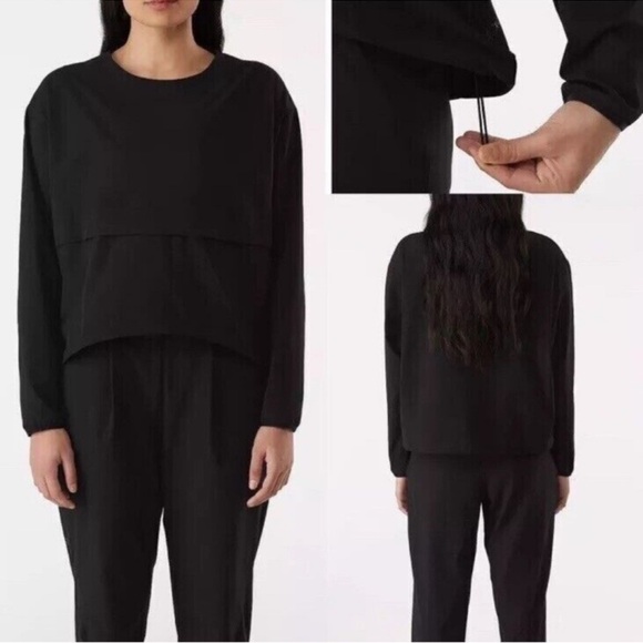 Arc'teryx Contenta Pullover Cropped Light Weight Top Black Size XS - Picture 2 of 8